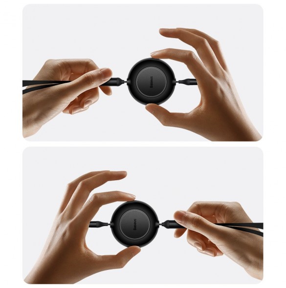Baseus Bright Mirror 2 infällbar kabel 3-i-1-kabel USB Typ C - micro USB + Lightning + USB Typ C 3.5A 1.1m lila (CAMJ010205)