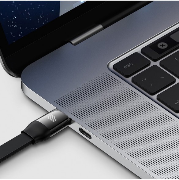 Baseus Bright Mirror 2 infällbar kabel 3-i-1-kabel USB Typ C - micro USB + Lightning + USB Typ C 3.5A 1.1m lila (CAMJ010205)