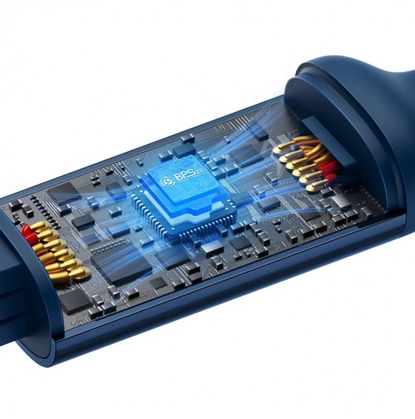 Baseus Bright Mirror 2 infällbar kabel 3-i-1-kabel USB Typ C - micro USB + Lightning + USB Typ C 3.5A 1.1m lila (CAMJ010205)