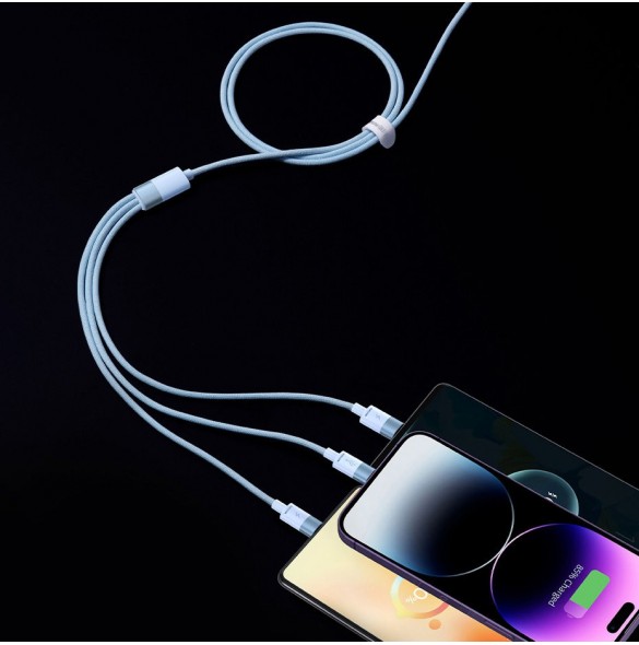 3in1 USB - micro USB / Lightning / USB C 3.5A 1.2m kabel Baseus StarSpeed - svart