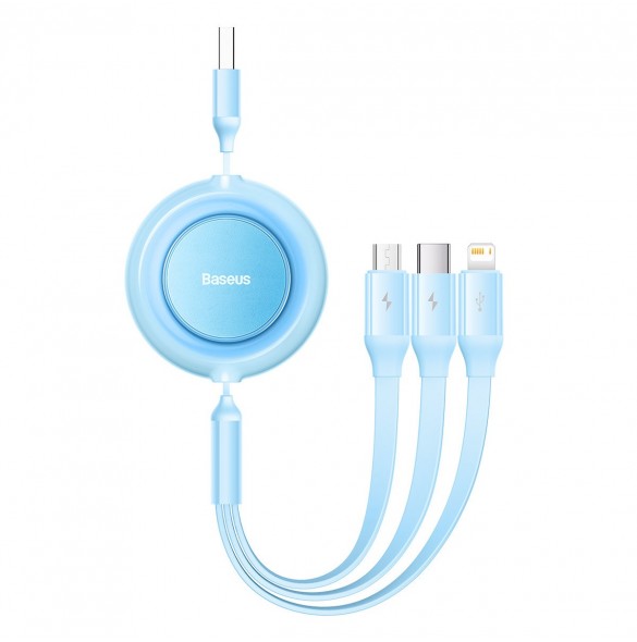 Baseus Bright Mirror 2 3-i-1 USB Typ A-kabel - micro USB + Lightning + USB Typ C 3.5A 1.1m blå (CAMJ010017)
