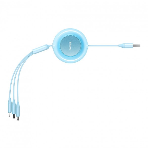 Baseus Bright Mirror 2 3-i-1 USB Typ A-kabel - micro USB + Lightning + USB Typ C 3.5A 1.1m blå (CAMJ010017)
