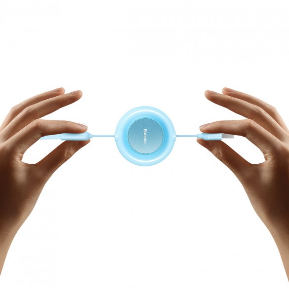 Baseus Bright Mirror 2 3-i-1 USB Typ A-kabel - micro USB + Lightning + USB Typ C 3.5A 1.1m blå (CAMJ010017)