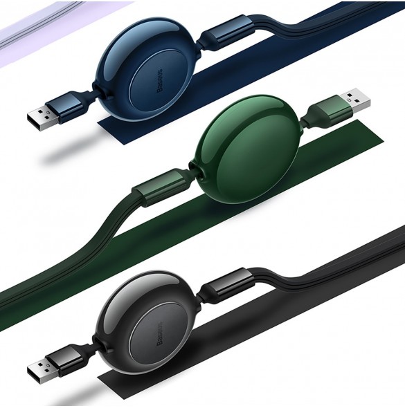Baseus Bright Mirror 2 3-i-1 USB Typ A-kabel - micro USB + Lightning + USB Typ C 3.5A 1.1m blå (CAMJ010017)