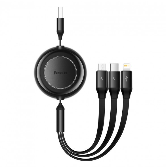 Baseus Bright Mirror 2-kabel 3-i-1-kabel USB Typ A - micro USB + Lightning + USB Typ C 3.5A 1.1m svart (CAMJ010001)