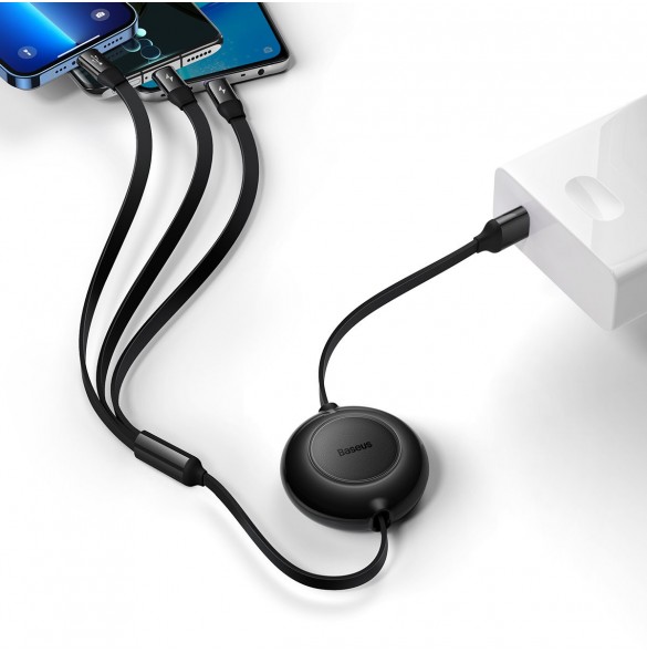 Baseus Bright Mirror 2-kabel 3-i-1-kabel USB Typ A - micro USB + Lightning + USB Typ C 3.5A 1.1m svart (CAMJ010001)