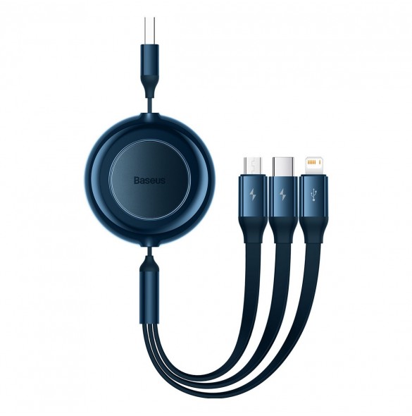 Baseus Bright Mirror 2-kabel 3-i-1-kabel USB Typ A - micro USB + Lightning + USB Typ C 3.5A 1.1m blå (CAMJ010003)