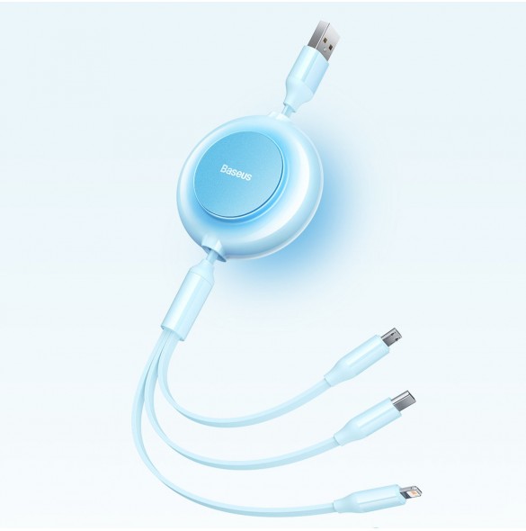 Baseus Bright Mirror 2-kabel 3-i-1-kabel USB Typ A - micro USB + Lightning + USB Typ C 3.5A 1.1m blå (CAMJ010003)