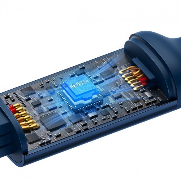 Baseus Bright Mirror 2 infällbar kabel 3-i-1-kabel USB Typ A - micro USB + Lightning + USB Typ C 66W 1,1 m blå (CAMJ010103)