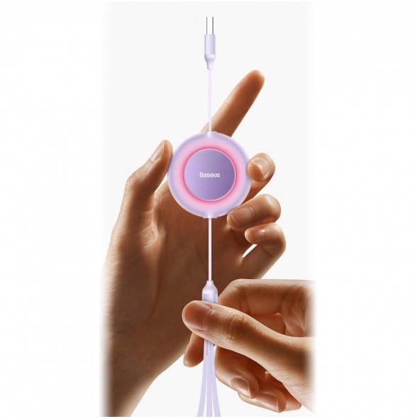 Baseus Bright Mirror 2 infällbar kabel 3-i-1-kabel USB Typ A - micro USB + Lightning + USB Typ C 66W 1,1 m blå (CAMJ010103)