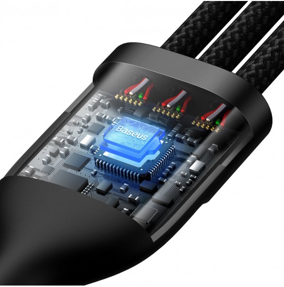 Baseus Flash Series II-kabel USB - USB Typ C / Lightning / micro USB 100 W 1,2 m svart (CASS030001)