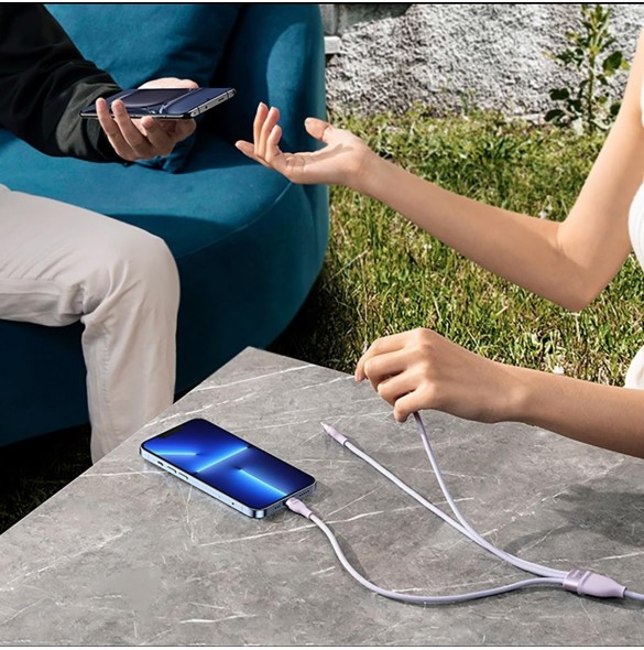 Baseus Flash Series II-kabel USB Typ C / USB Typ A - USB Typ C / Lightning / micro USB 100 W 1,5 m blå (CASS030203)