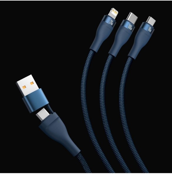 Baseus Flash Series II USB Typ C / USB Typ A-kabel - USB Typ C / Lightning / micro USB 100 W 1,2 m svart (CASS030101)