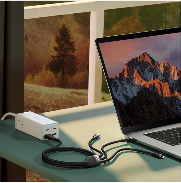 Baseus Flash Series II USB Typ C / USB Typ A-kabel - USB Typ C / Lightning / micro USB 100 W 1,2 m svart (CASS030101)