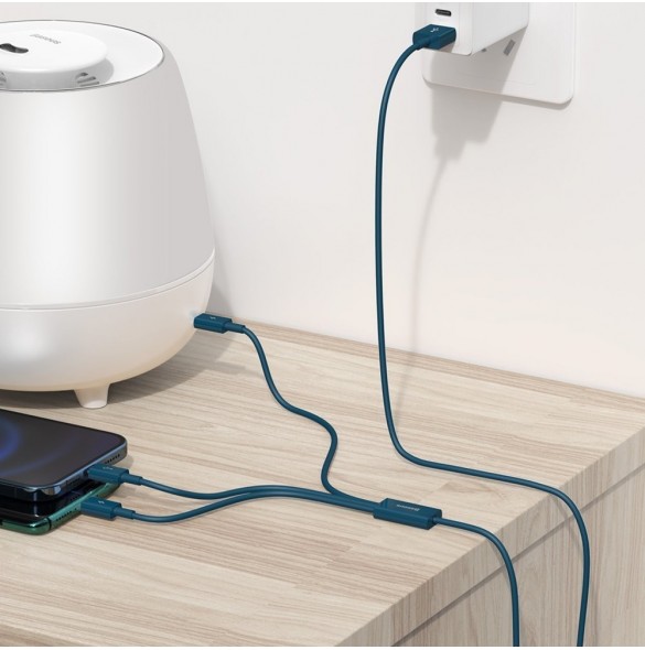 Baseus Superior 3in1 USB-kabel - Lightning / USB Type C / micro USB 3,5 A 1,5 m blå (CAMLTYS-03)