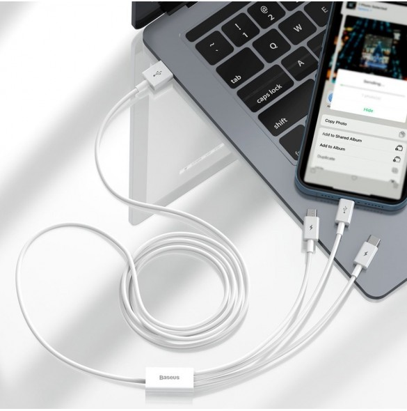 Baseus Superior 3in1 USB-kabel - Lightning / USB Type C / micro USB 3,5 A 1,5 m blå (CAMLTYS-03)