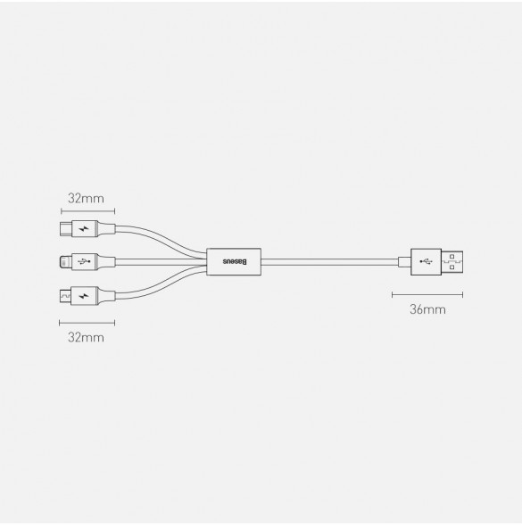 Baseus Superior 3in1 USB-kabel - Lightning / USB Type C / micro USB 3,5 A 1,5 m blå (CAMLTYS-03)