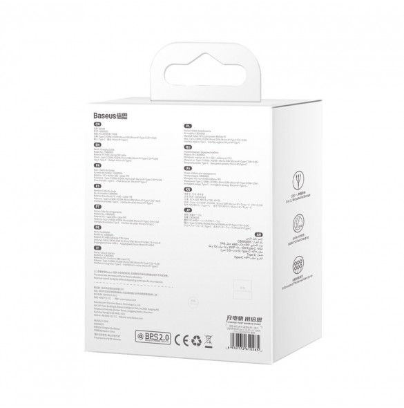 Baseus Traction Series 3-i-1 infällbar kabel USB Typ C - micro USB / USB Typ C / Lightning Power Delivery 100W 1,7m lila (CAQY00