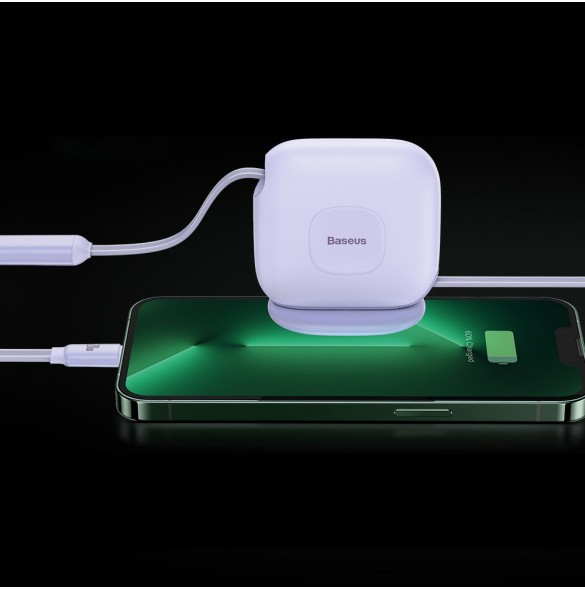 Baseus Traction Series 3-i-1 infällbar kabel USB Typ C - micro USB / USB Typ C / Lightning Power Delivery 100W 1,7m lila (CAQY00