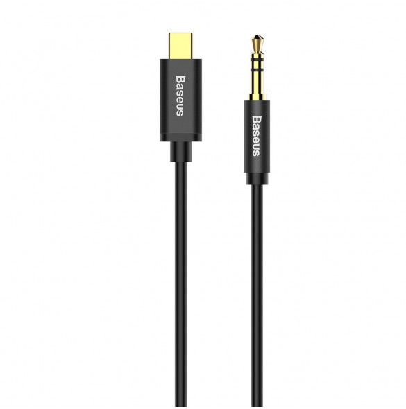 Baseus stereoljudkabel AUX 3,5 mm minijack - USB Typ C för surfplatta 120cm svart (CAM01-01)