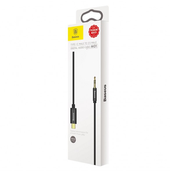 Baseus stereoljudkabel AUX 3,5 mm minijack - USB Typ C för surfplatta 120cm svart (CAM01-01)