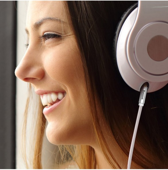 Baseus stereoljudkabel AUX 3,5 mm minijack - USB Typ C för surfplatta 120cm svart (CAM01-01)