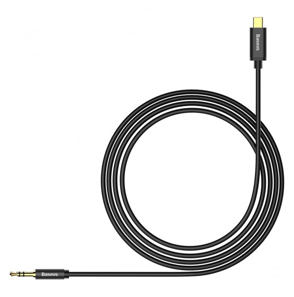Baseus stereoljudkabel AUX 3,5 mm minijack - USB Typ C för surfplatta 120cm svart (CAM01-01)