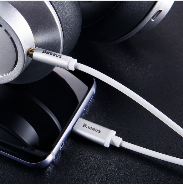 Baseus stereoljudkabel AUX 3,5 mm minijack - USB Typ C för surfplatta 120cm svart (CAM01-01)