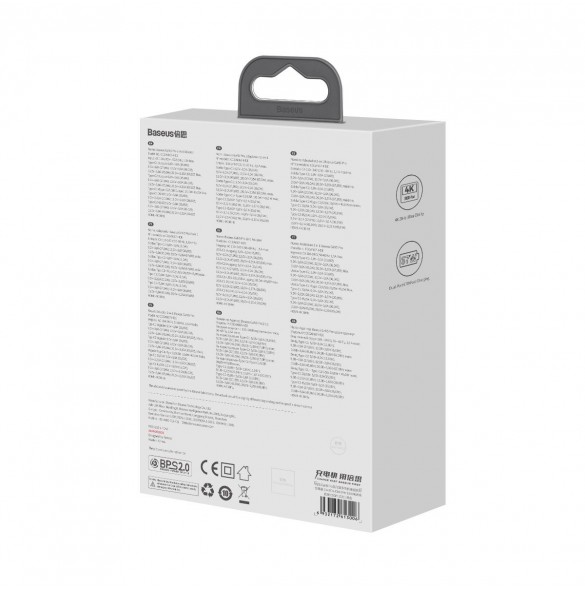 Baseus snabbladdare GaN5 Pro HUB HDMI 2 x USB-C / USB-A / HDMI 4K 30Hz 1,5m svart + USB-C-kabel - USB-C 100W 40Gb/s (USB4) 1m (C