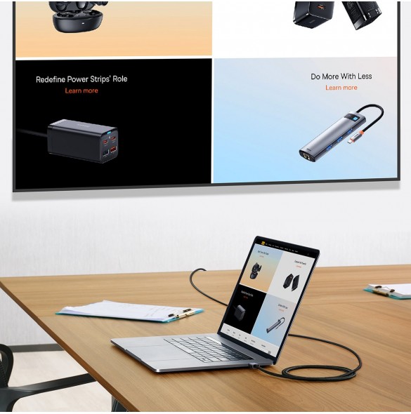 Baseus High Definition Series adapterkabel USB Typ C - HDMI 2.0 4K 60Hz 2m svart (WKGQ010101)