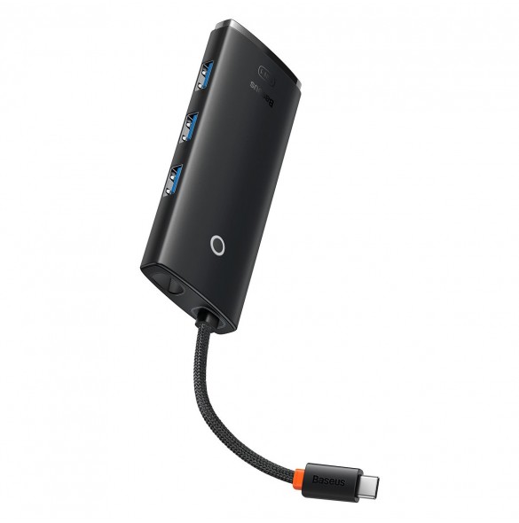 Baseus Lite Series HUB-adapter USB Typ C - HDMI / 4x USB 3.0 20cm svart (WKQX040001)