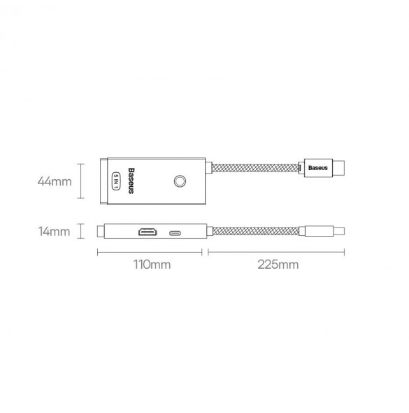 Baseus Lite Series HUB-adapter USB Typ C - HDMI / 4x USB 3.0 20cm svart (WKQX040001)