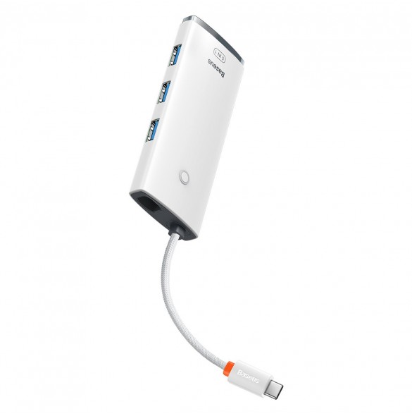 Baseus Lite Series HUB-adapter USB Typ C - HDMI / 4x USB 3.0 20cm vit (WKQX040002)
