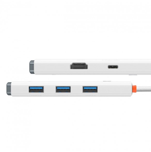 Baseus Lite Series HUB-adapter USB Typ C - HDMI / 4x USB 3.0 20cm vit (WKQX040002)