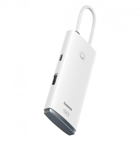 Baseus Lite Series HUB-adapter USB Typ C - HDMI / 4x USB 3.0 20cm vit (WKQX040002)