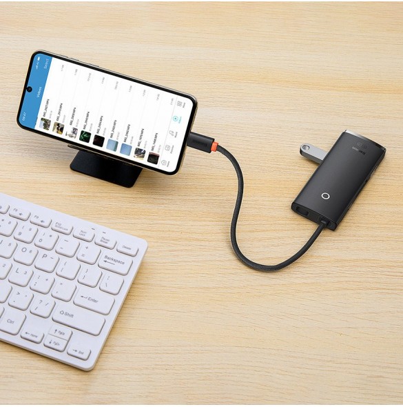 Baseus Lite Series HUB-adapter USB Typ C - HDMI / 4x USB 3.0 20cm vit (WKQX040002)