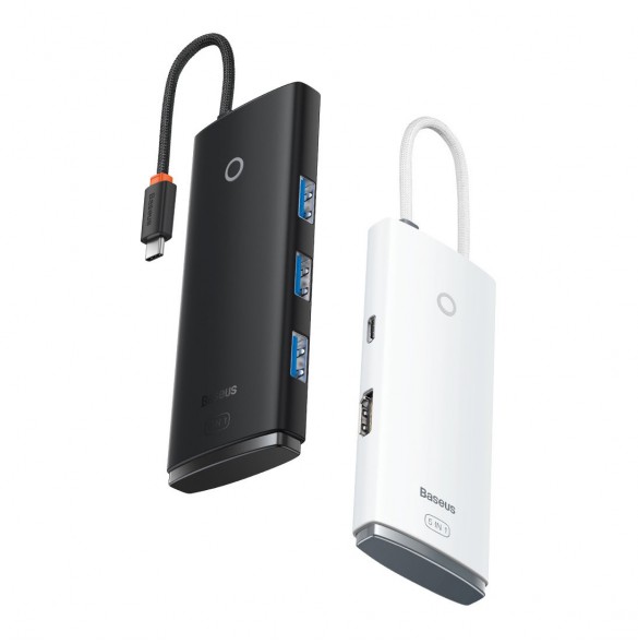 Baseus Lite Series HUB-adapter USB Typ C - HDMI / 4x USB 3.0 20cm vit (WKQX040002)