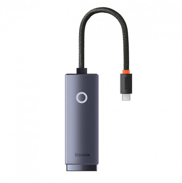 Baseus Lite Series-adapter USB Typ C - RJ45 LAN-uttag 100 Mbps grå (WKQX000213)