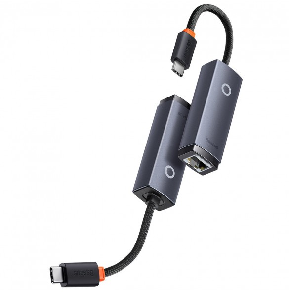 Baseus Lite Series-adapter USB Typ C - RJ45 LAN-uttag 100 Mbps grå (WKQX000213)