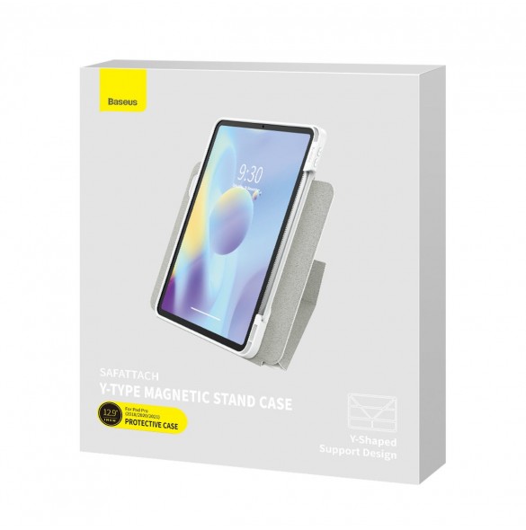 Baseus Safattach Y-typ fodral för iPad Pro 12,9" 2018/2020/2021 skal med ställ vit (ARCX010102)