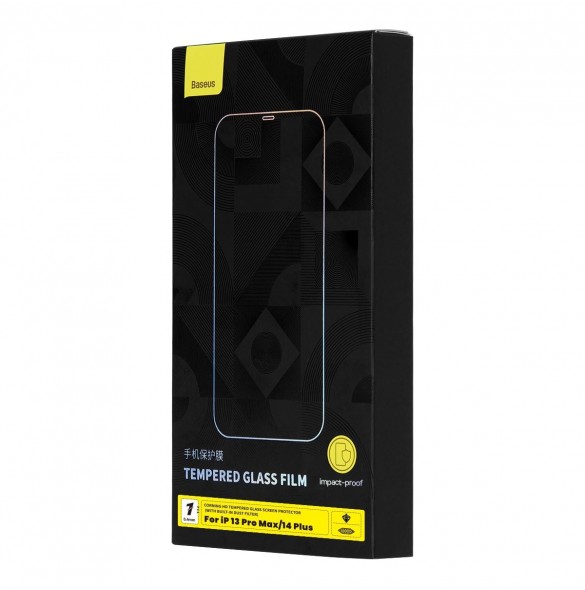 Baseus helskärmshärdat glas för iPhone 14 Plus / 13 Pro Max med högtalarskydd 0,4 mm + monteringssats