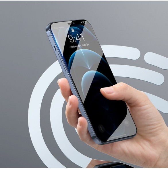 Baseus 2x härdat glas 0,3 mm Anti Spy helskärmsram iPhone 12 Pro / iPhone 12 (SGAPIPH61P-KS01) (fodralvänlig)