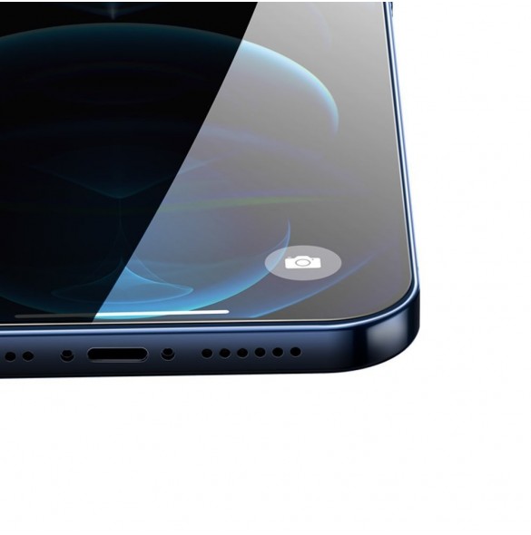 Baseus 2x härdat glas 0,3 mm Anti Spy helskärmsram iPhone 12 Pro / iPhone 12 (SGAPIPH61P-KS01) (fodralvänlig)