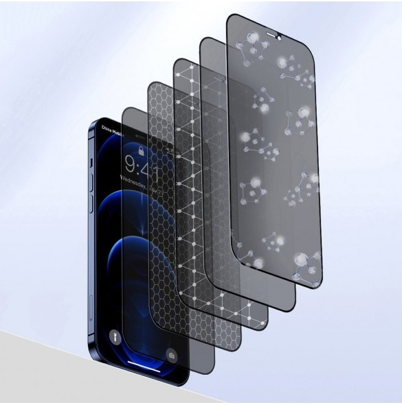 Baseus 2x härdat glas 0,3 mm Anti Spy helskärmsram iPhone 12 Pro / iPhone 12 (SGAPIPH61P-KS01) (fodralvänlig)