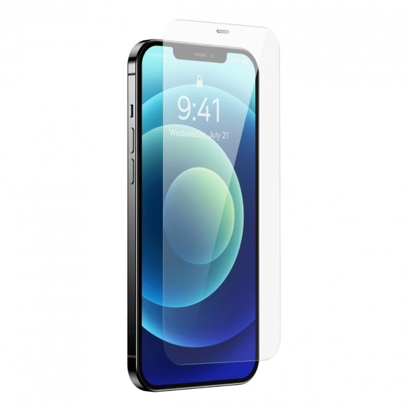 Baseus helskärmshärdat glas för iPhone 12 Pro / 12 med högtalarskydd 0,4 mm + monteringssats