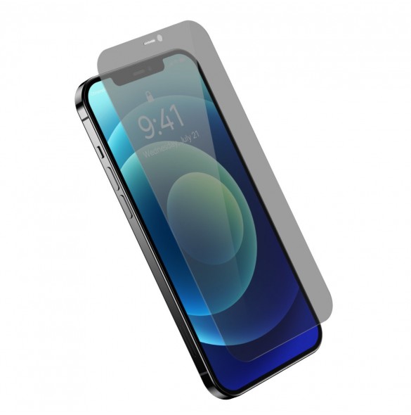 Baseus Privacy Härdat Glas för iPhone 12 Pro / 12 Helskärm 0,4 mm Sekretessfilter Anti Spy + Monteringssats