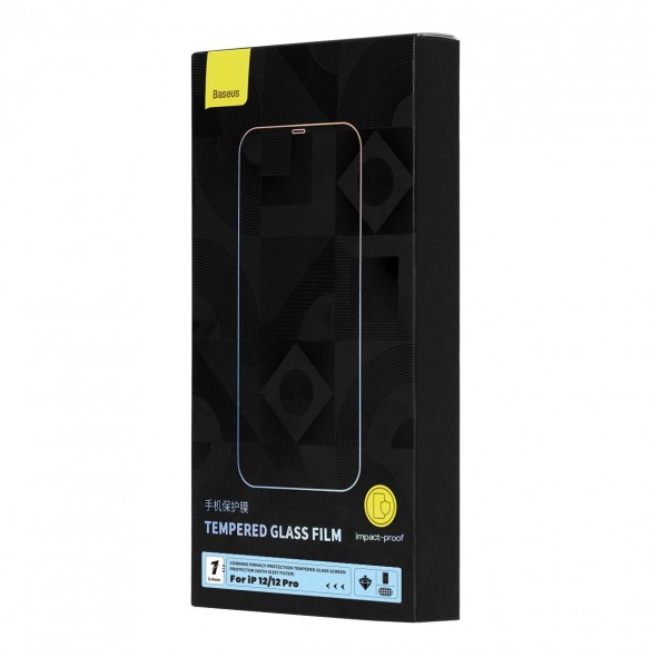 Baseus Privacy Härdat Glas för iPhone 12 Pro / 12 Helskärm 0,4 mm Sekretessfilter Anti Spy + Monteringssats