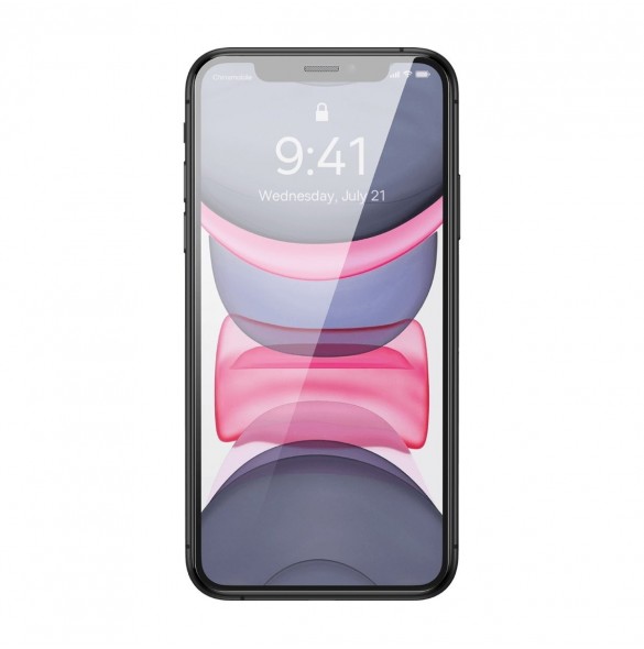 Baseus helskärmshärdat glas för iPhone 11 / XR med högtalarskydd 0,4 mm + monteringssats