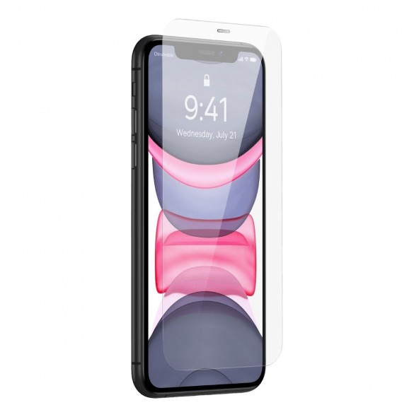 Baseus helskärmshärdat glas för iPhone 11 / XR med högtalarskydd 0,4 mm + monteringssats