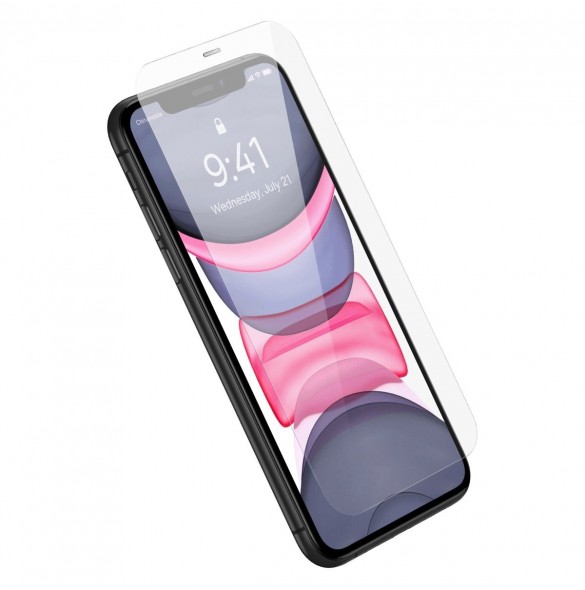 Baseus helskärmshärdat glas för iPhone 11 / XR med högtalarskydd 0,4 mm + monteringssats